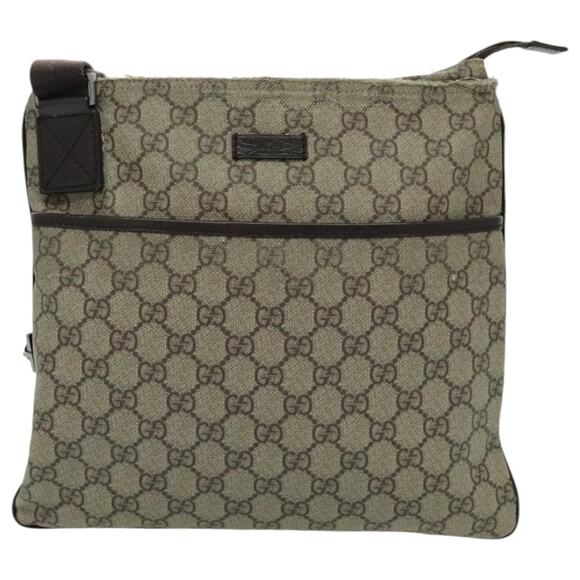 GUCCI GG Supreme Shoulder Bag Pvc Leather Beige Brown Silver - Picture 2 of 16